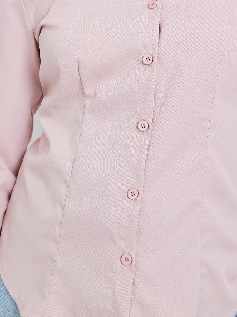 Light Pink Long Sleeve Back Tie-Up Shirt
