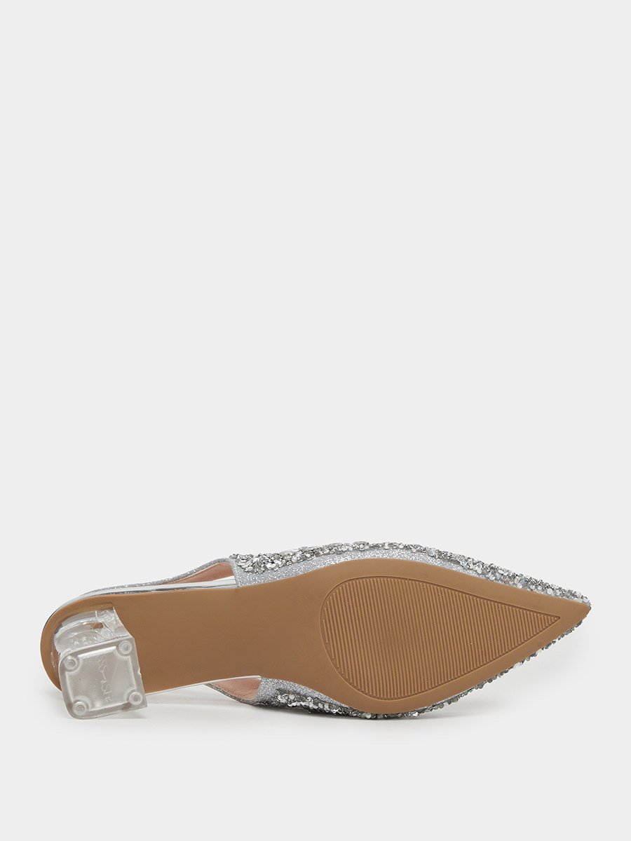  Embellished Transparent Heel Sandals