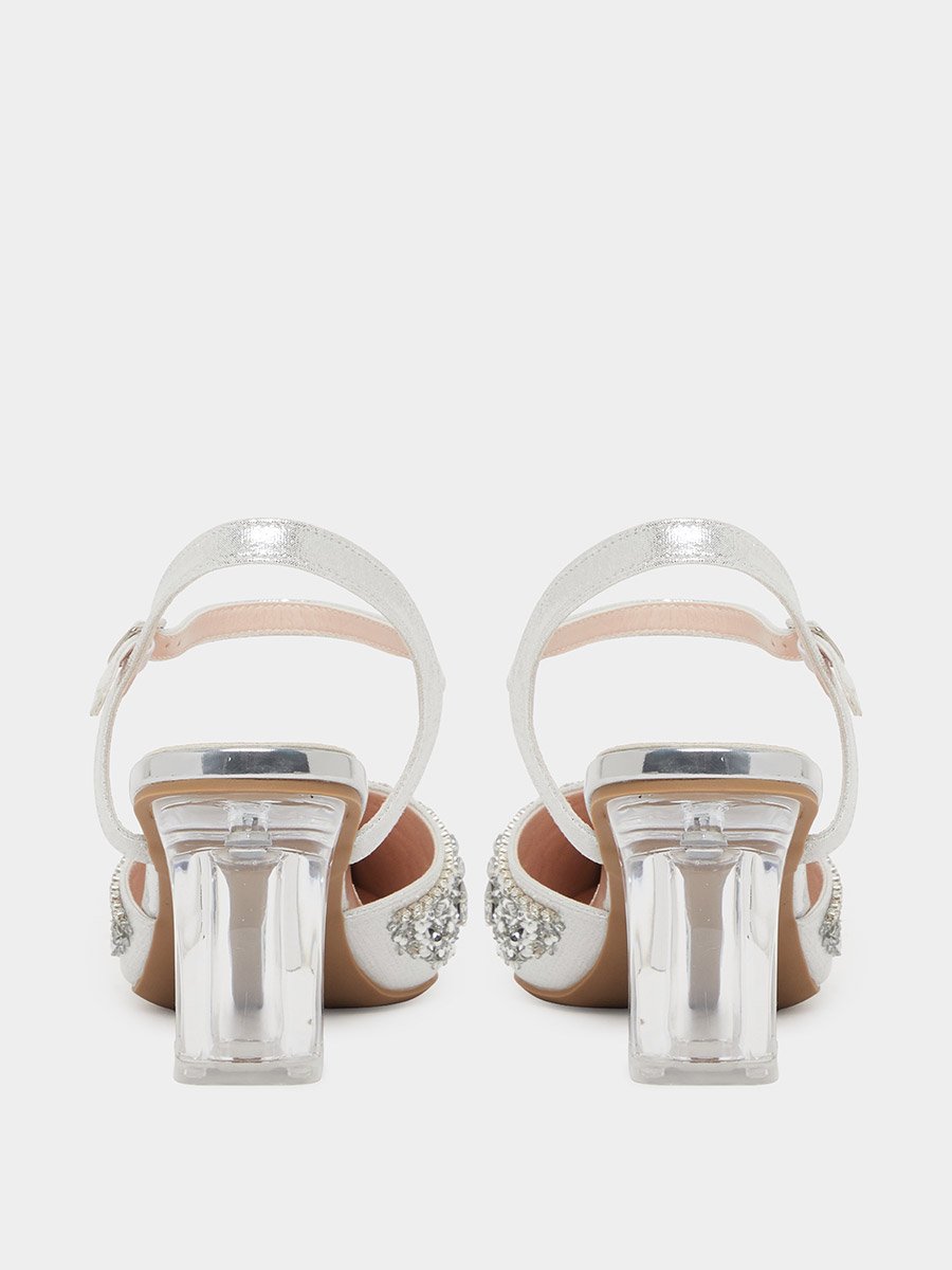  Embellished Transparent Heel Sandals