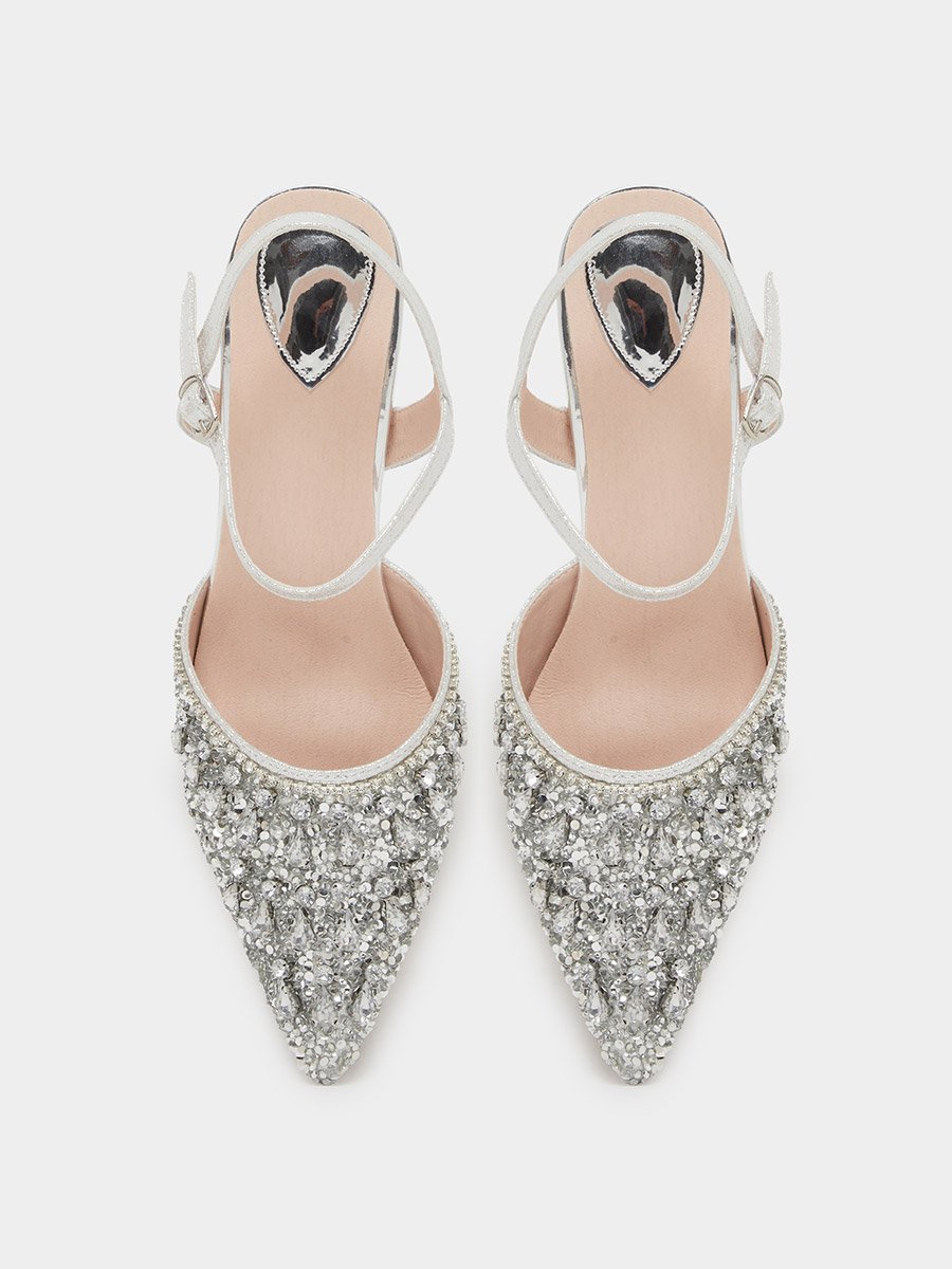  Embellished Transparent Heel Sandals