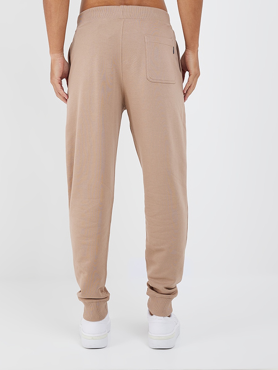 Men Tan Embroidered Joggers 