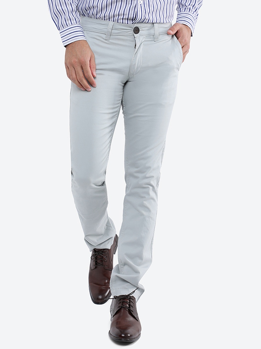 Men Grey Slim Fit Trousers