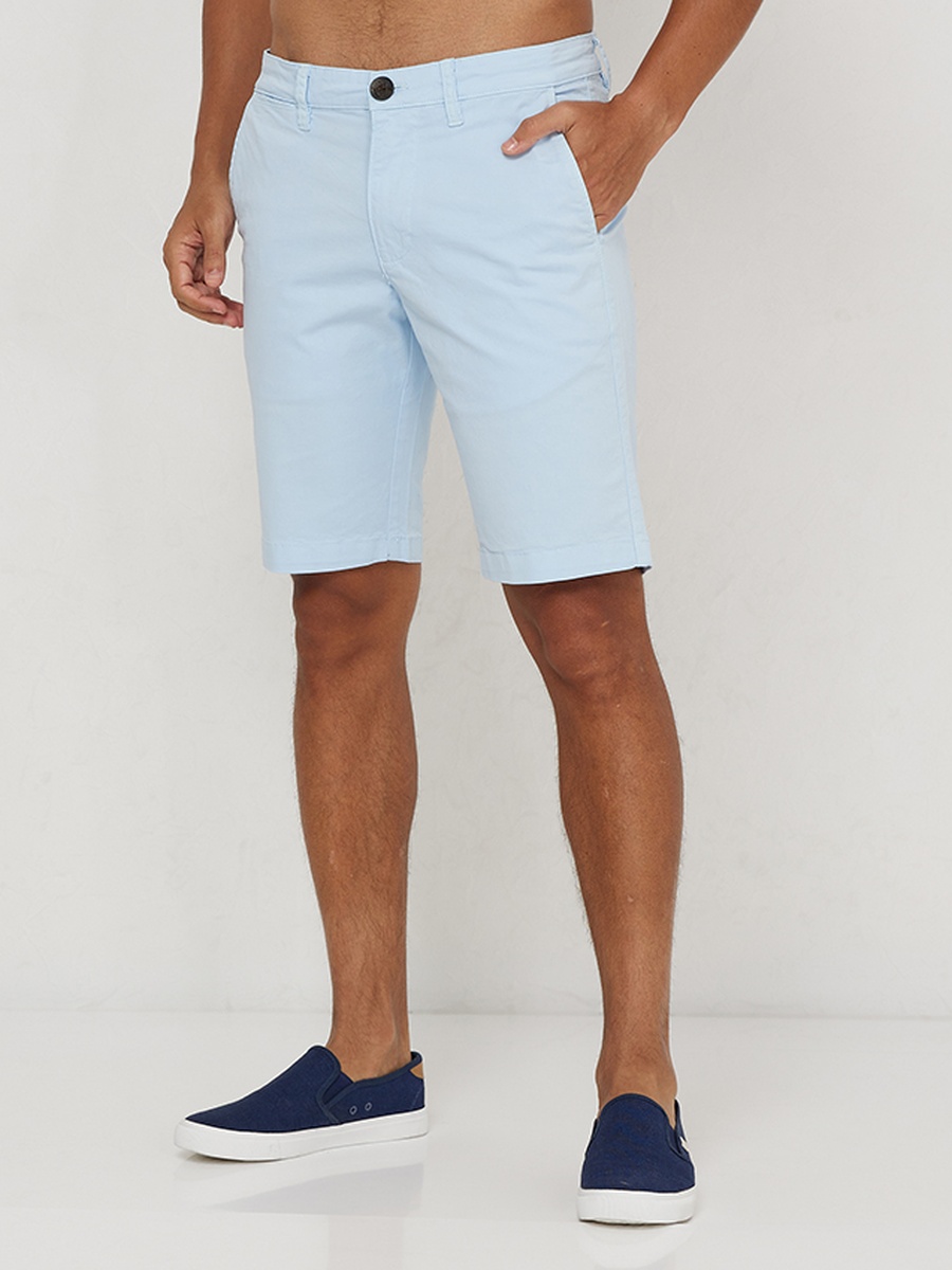 Plain Mid Rise Cotton Shorts