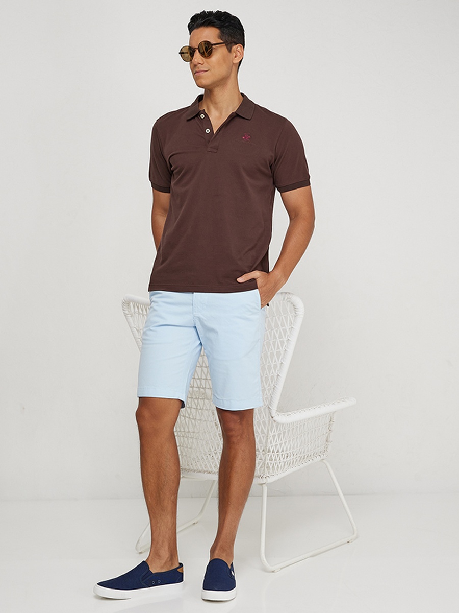 Plain Mid Rise Cotton Shorts