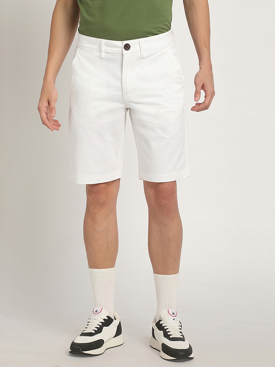 Plain Mid Rise Cotton Shorts