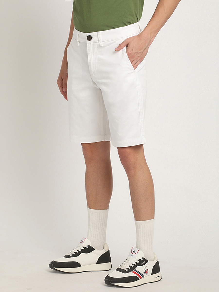 Plain Mid Rise Cotton Shorts