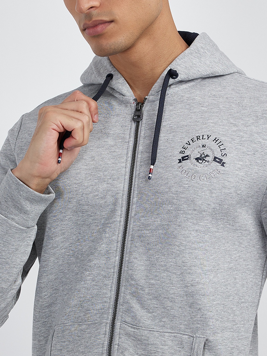 Men Zip-Through Hoodie with Drawstring