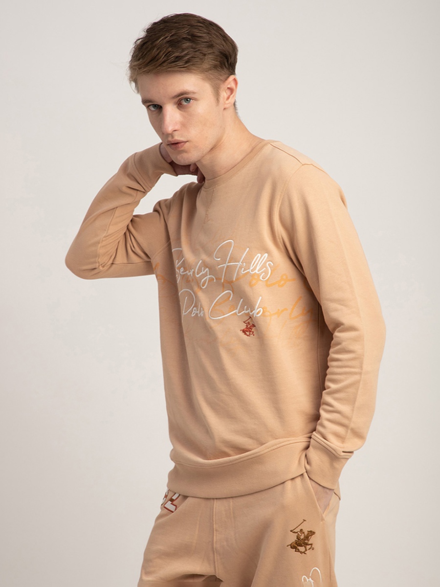 Men Logo Print Round Neck Sweatshirt