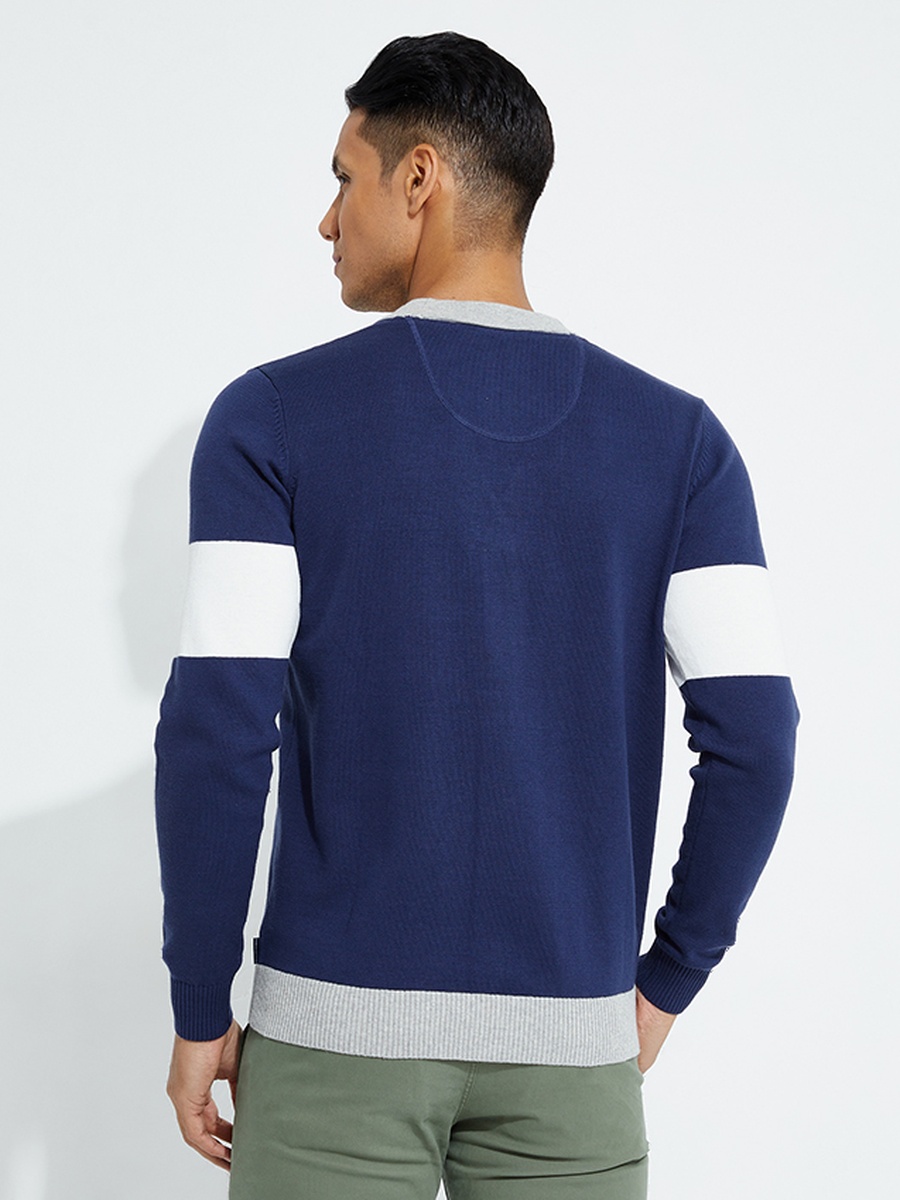 Men Contrast Panel Knit Cardigan