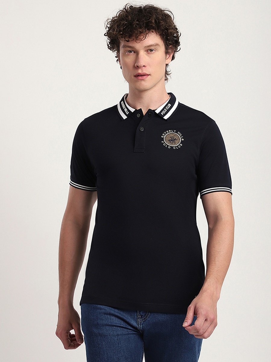 Men Regular Fit Tipping Collar Polo