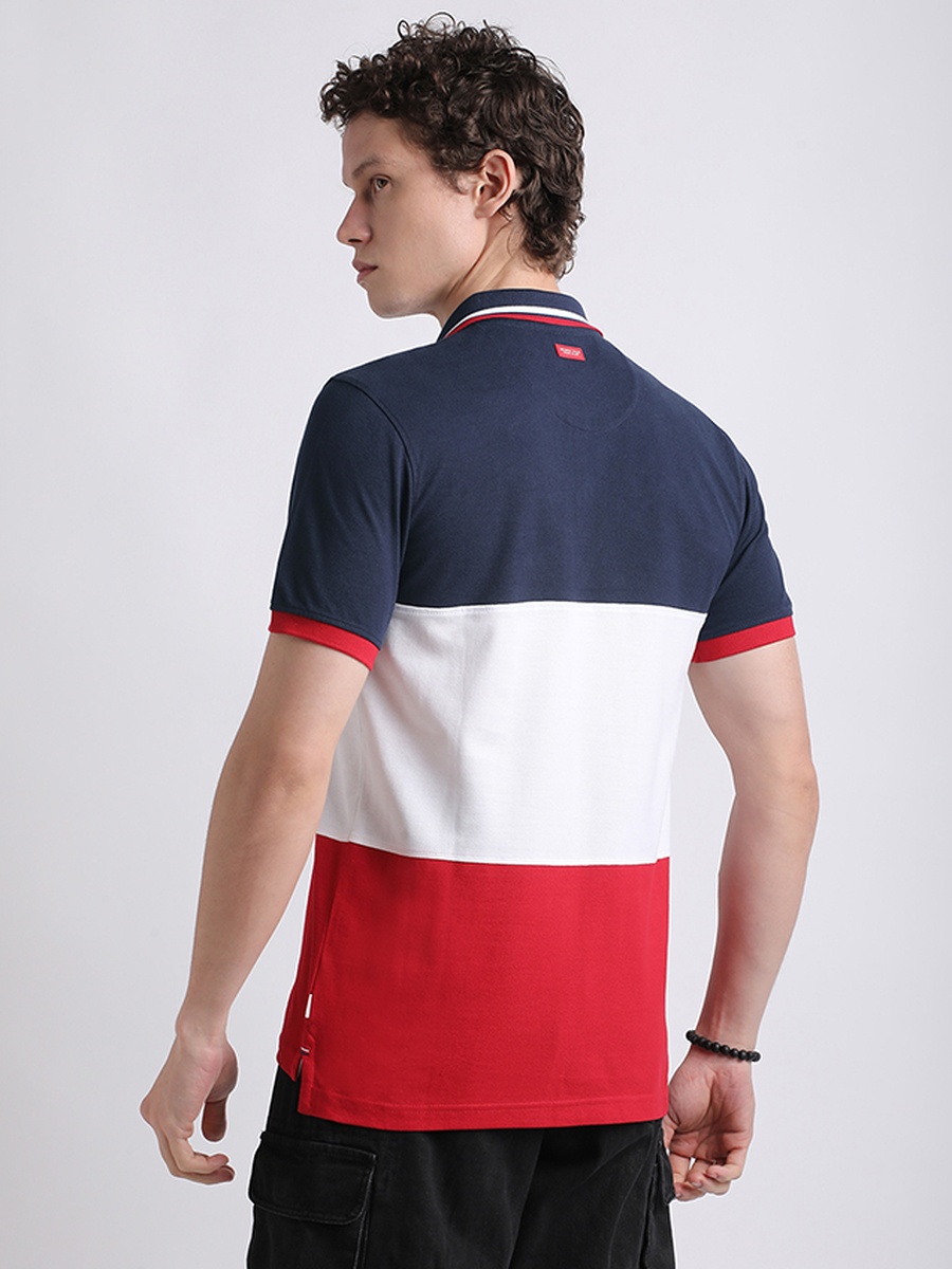 تيشيرت بولو بنمط كتل ألوان وقصة عادية للرجال