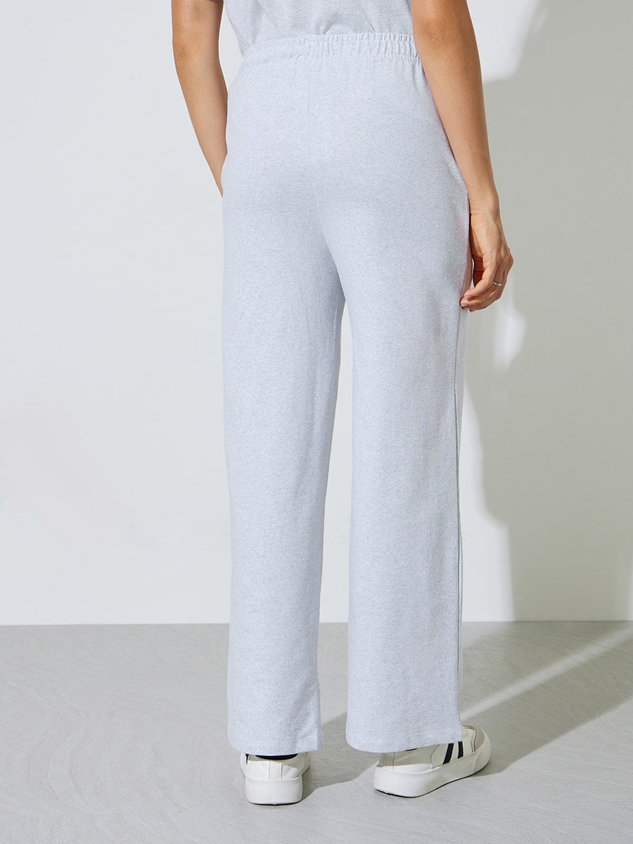 Grey Wide Leg Joggers with Drawstring and Side Pocket