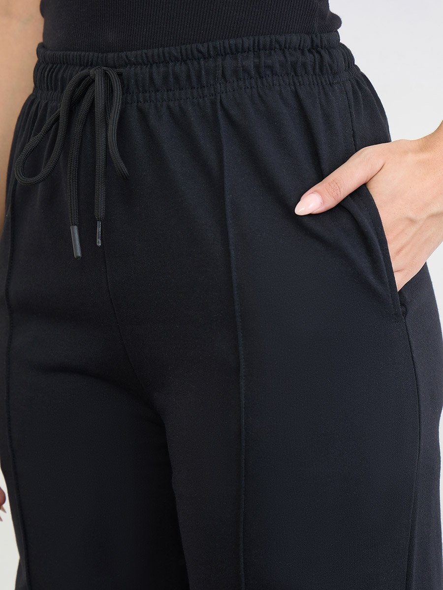 Black Wide Leg Joggers with Drawstring