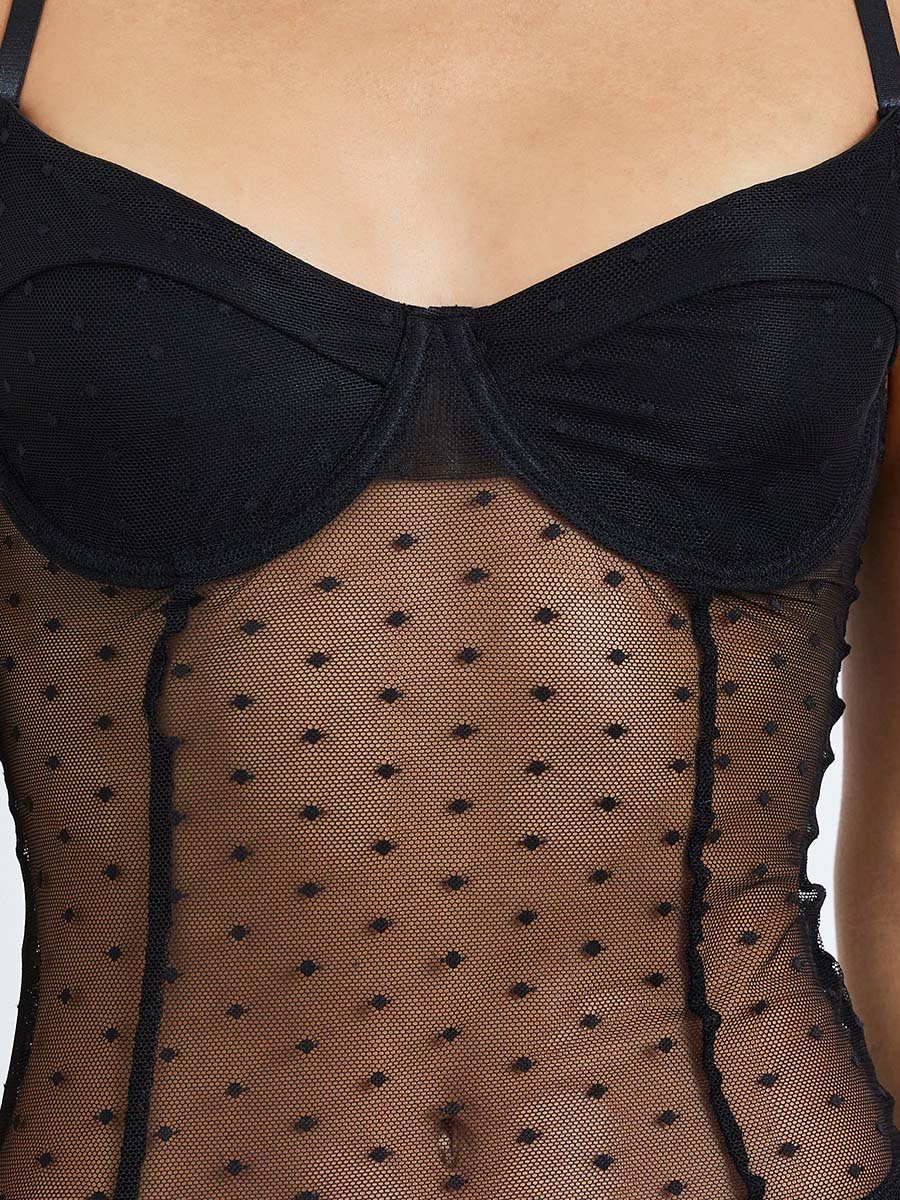 Swiss Dot Padded Wired Slip With Breifs
