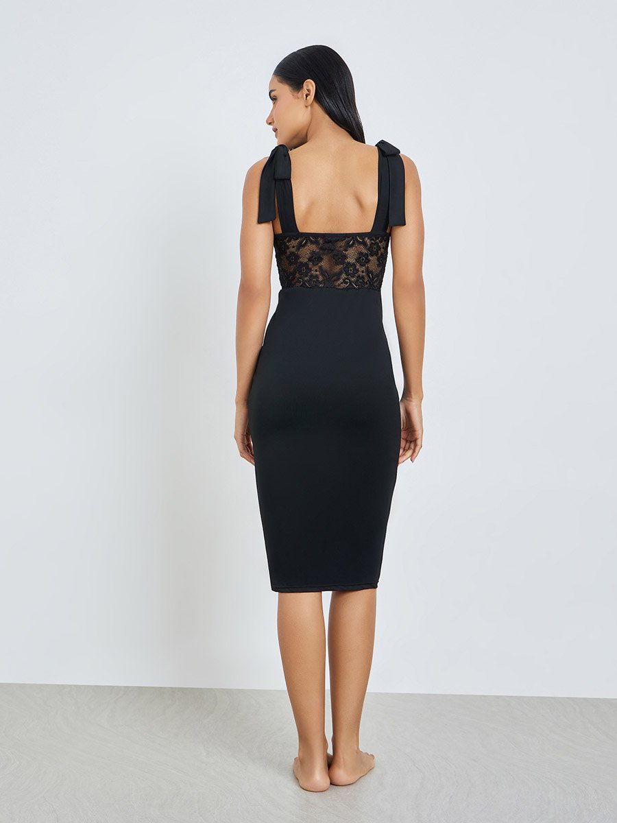 Padded Wired Corset Slip With Ruching and Thigh Slit