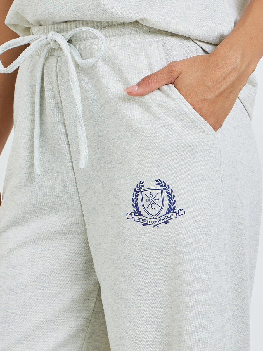 Grey Wide Leg Joggers with Side Pocket