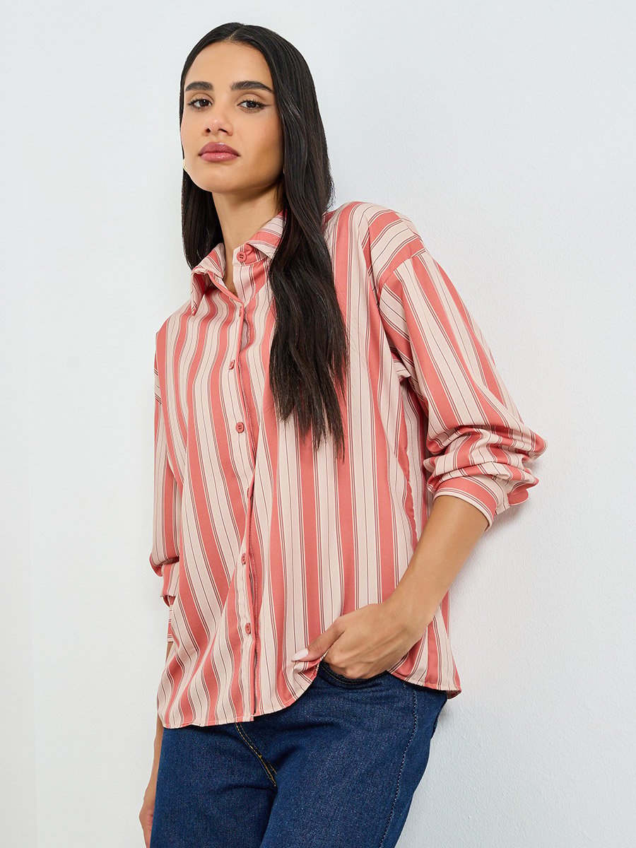 Striped Long Sleeve Oversized Shirt