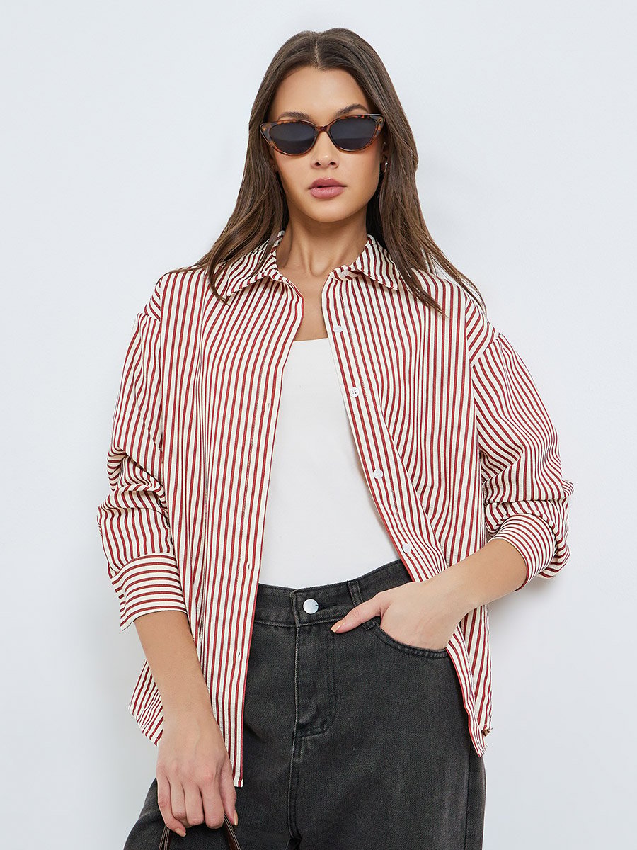 Striped Long Sleeve Oversized Shirt