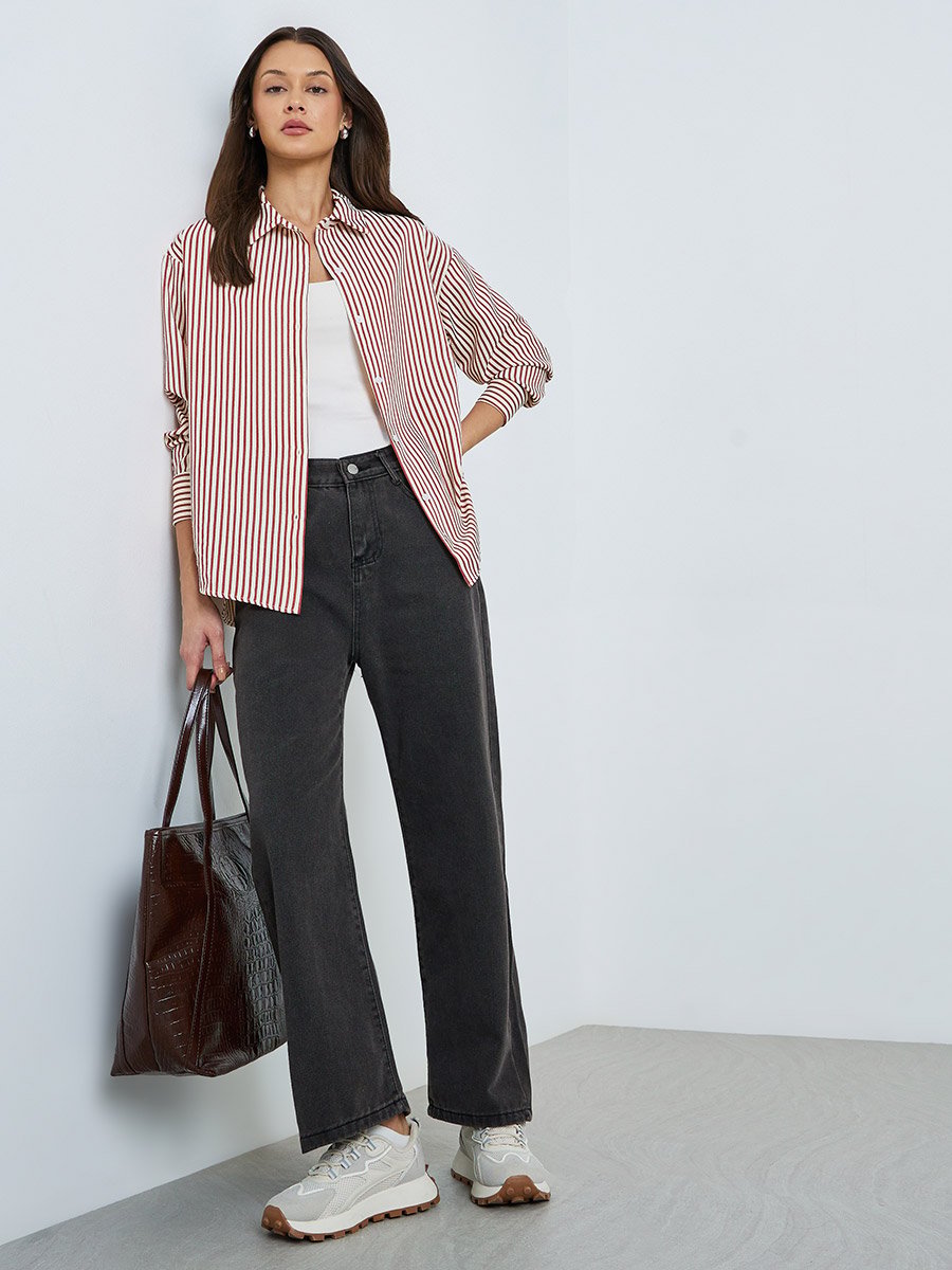 Striped Long Sleeve Oversized Shirt