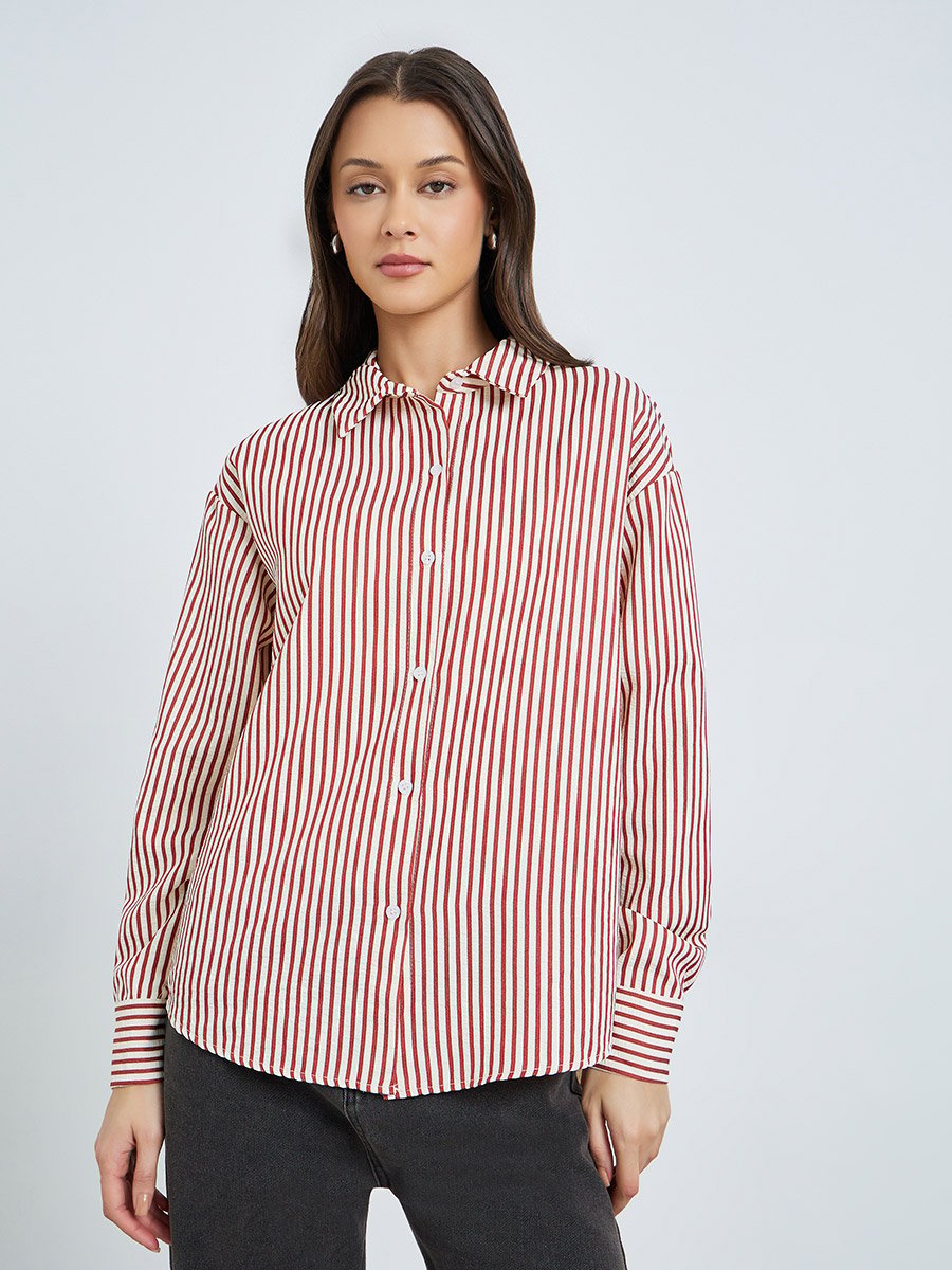 Striped Long Sleeve Oversized Shirt