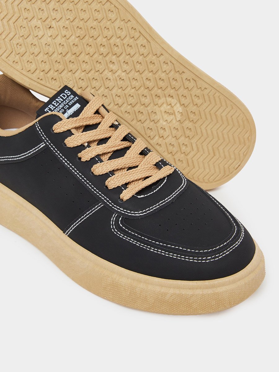 Black Lace Up Classic Court Sneakers