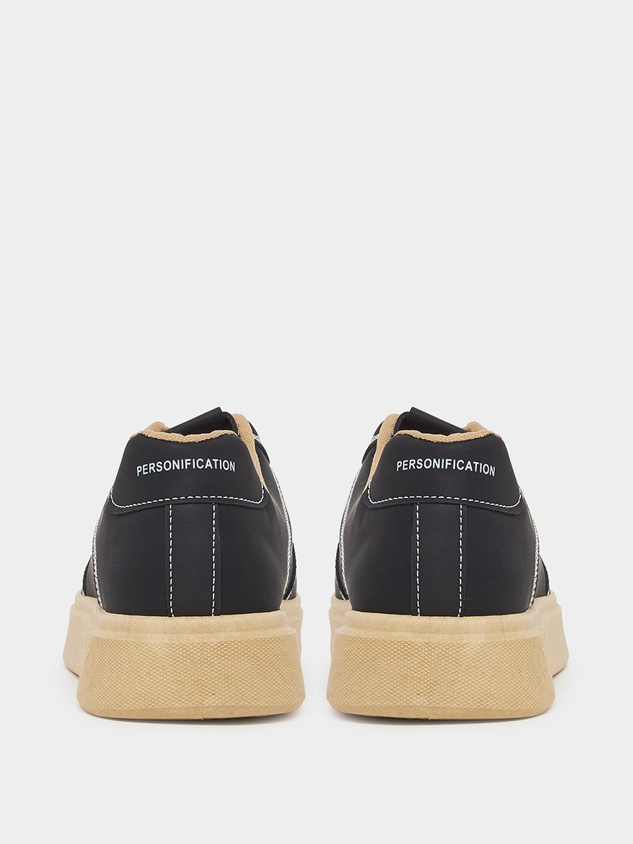 Black Lace Up Classic Court Sneakers