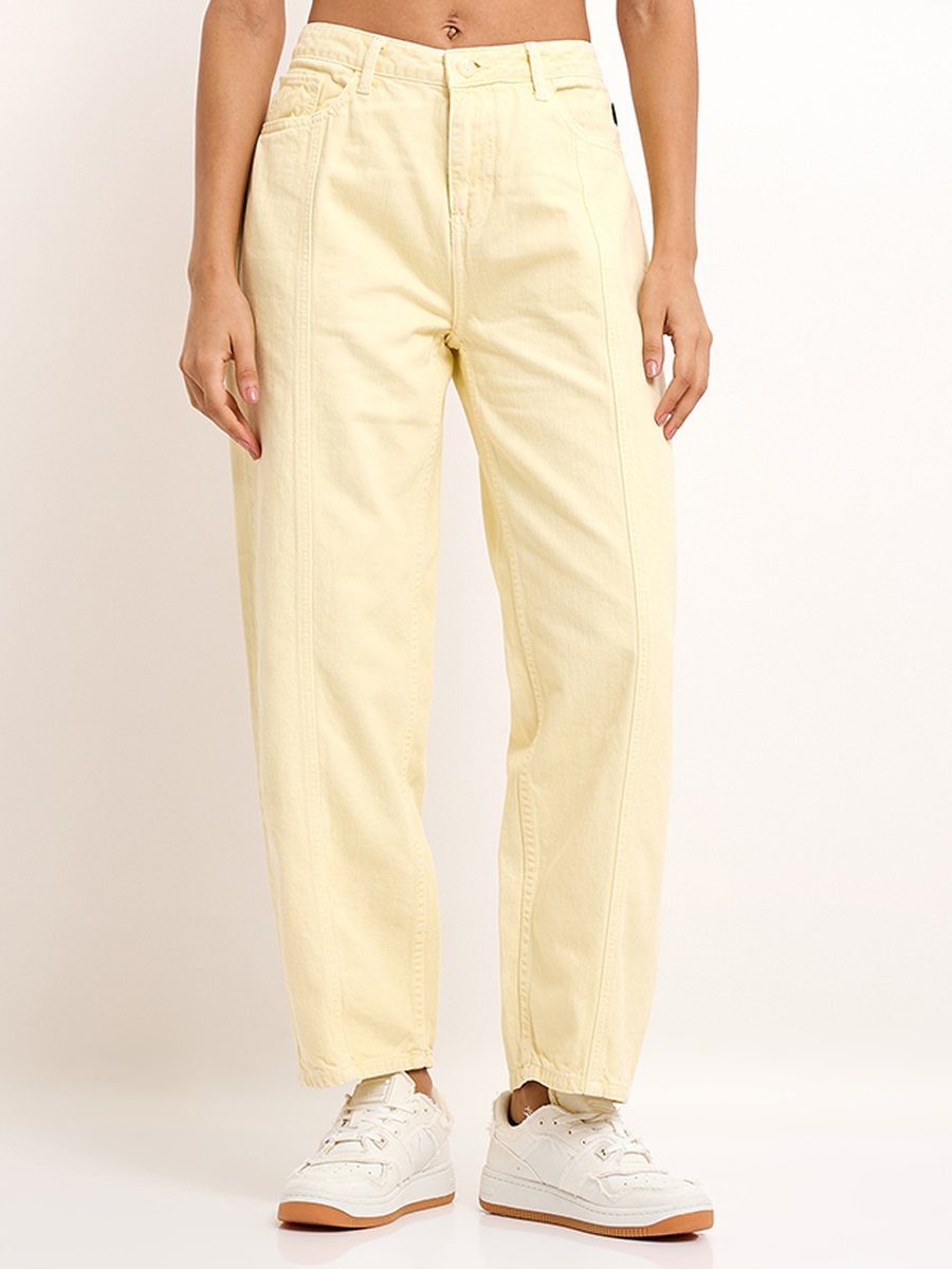 Women Yellow Denim Trousers