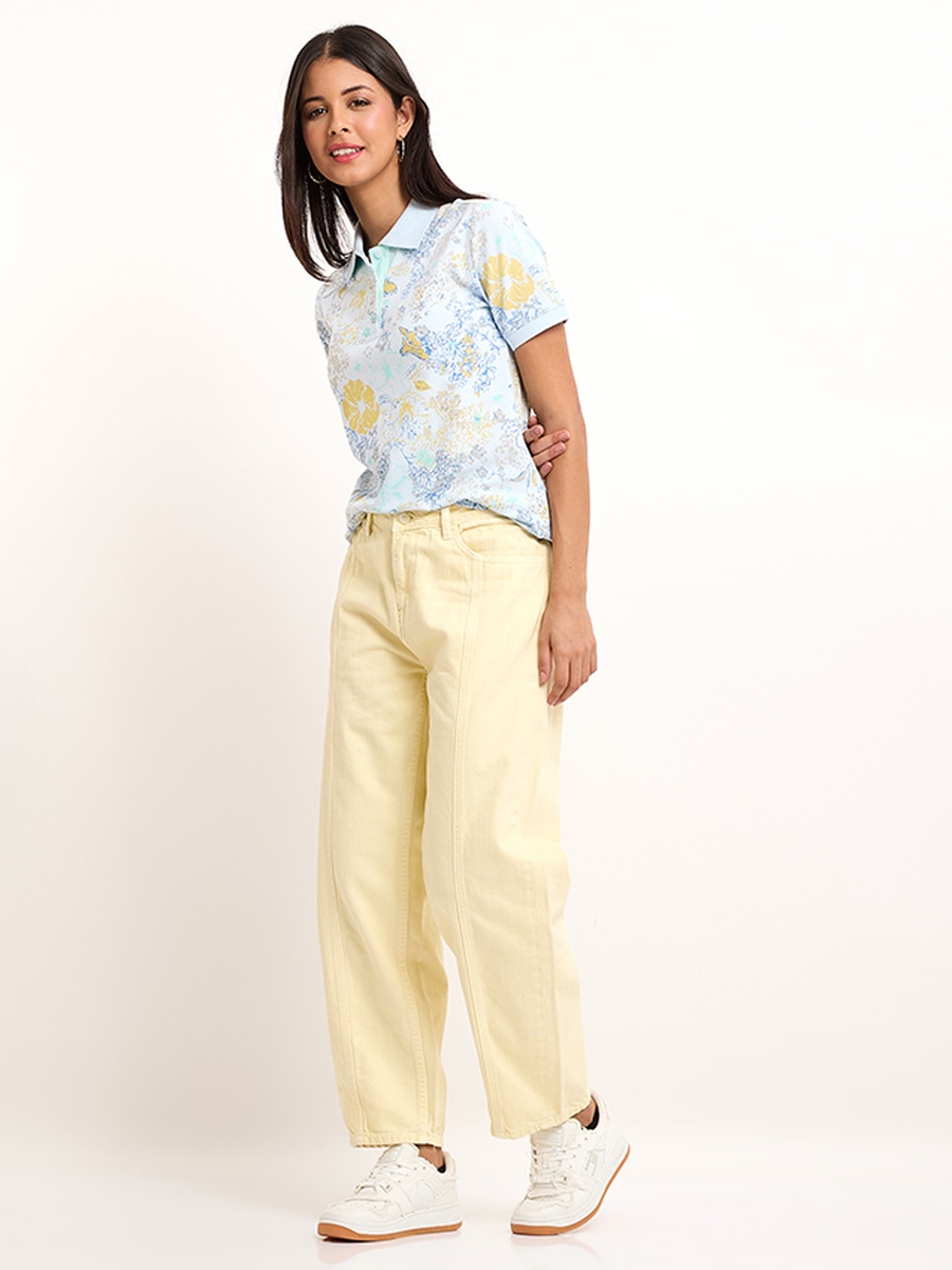 Women Yellow Denim Trousers