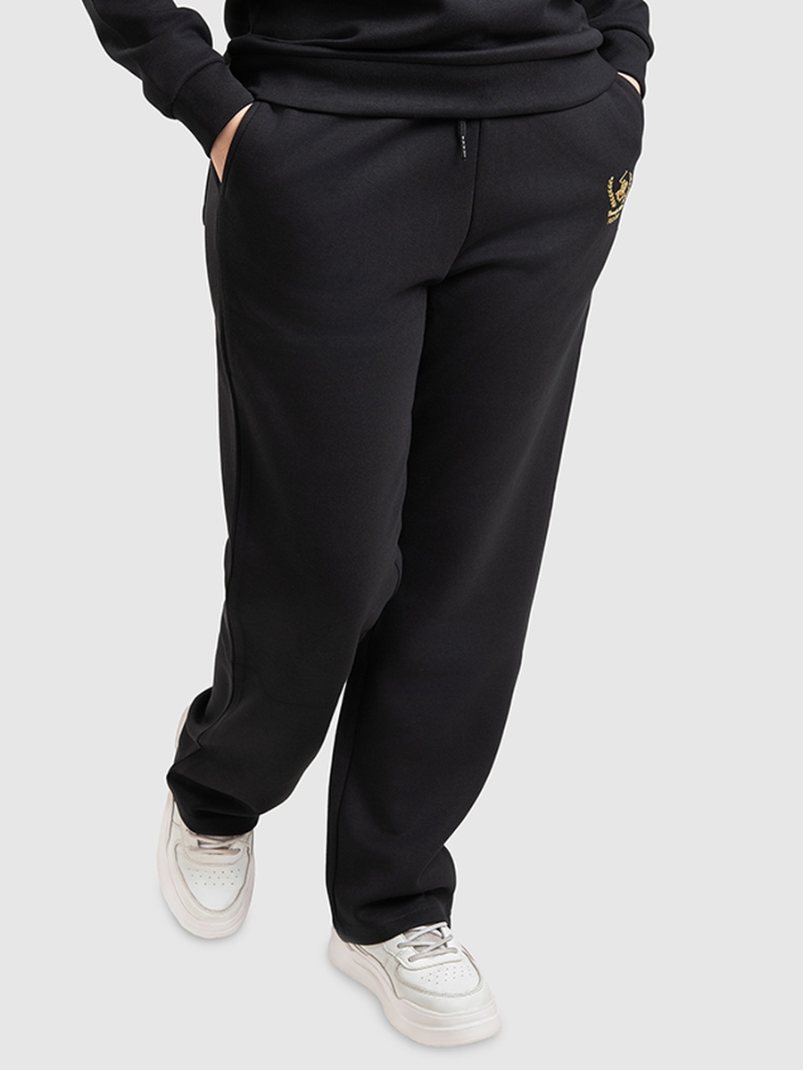 Women Black Cotton Pants with Drawstring