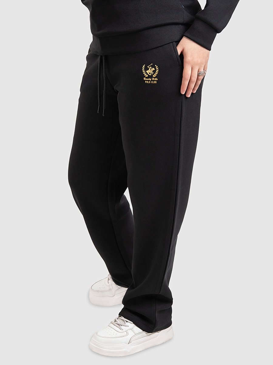 Women Black Cotton Pants with Drawstring