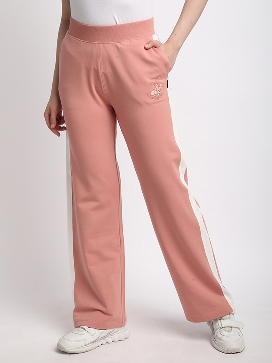 Women Pink Track Pants with Side Stripe