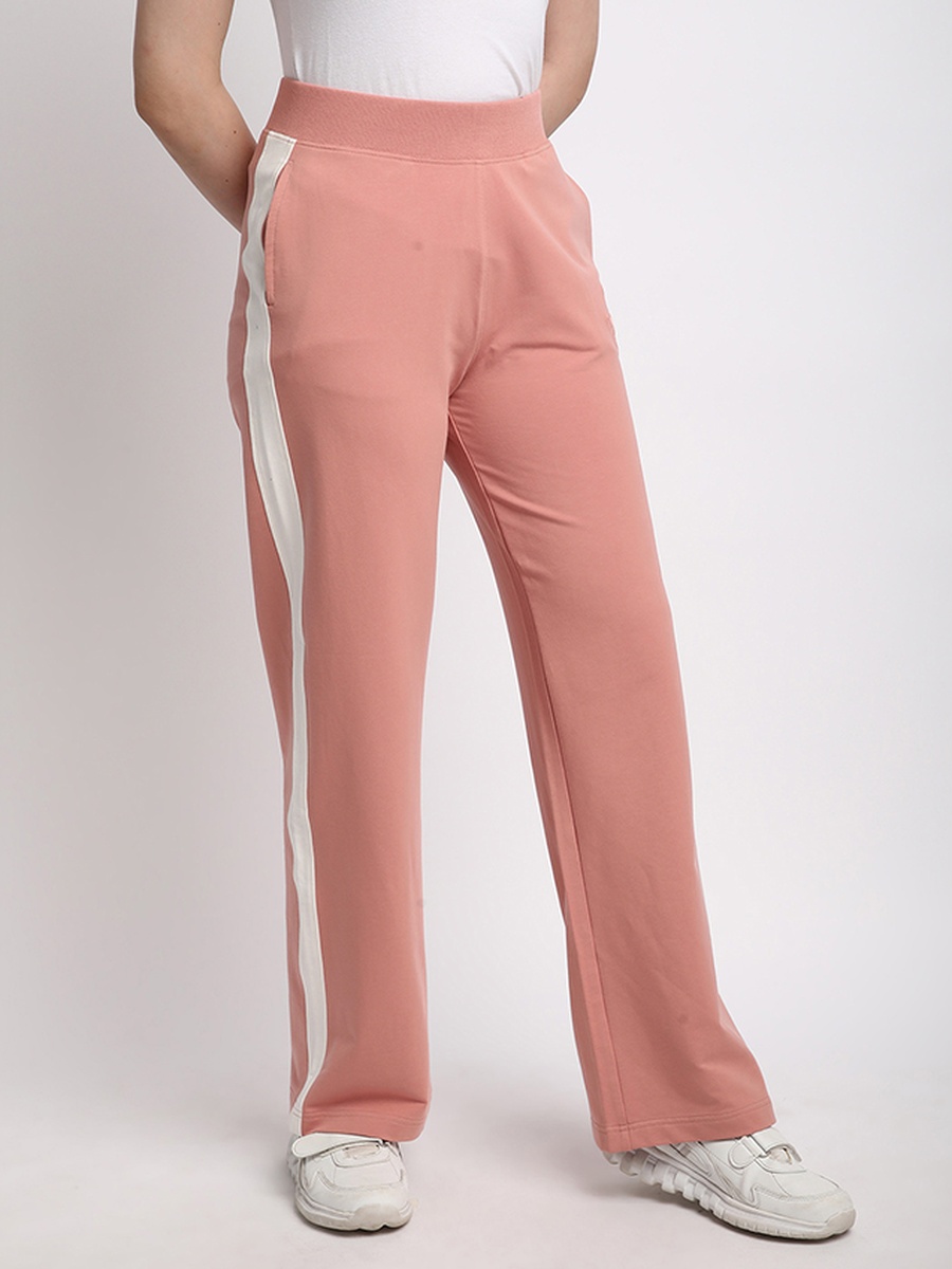 Women Pink Track Pants with Side Stripe