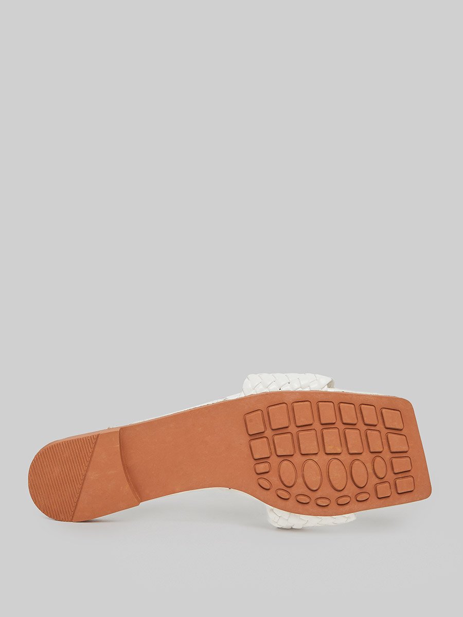 White Braided Slip-On Flat Sandals