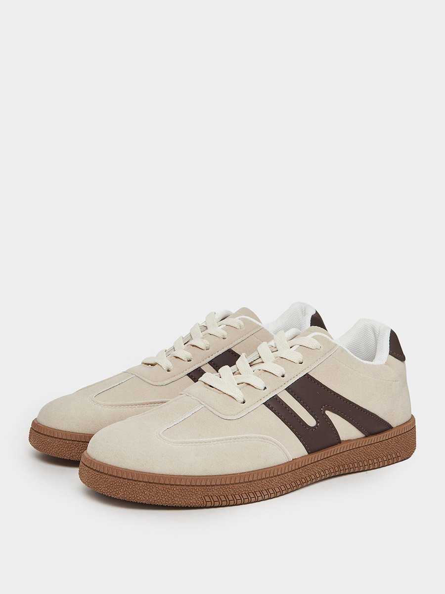Panelled Suede Lace Up Sneakers