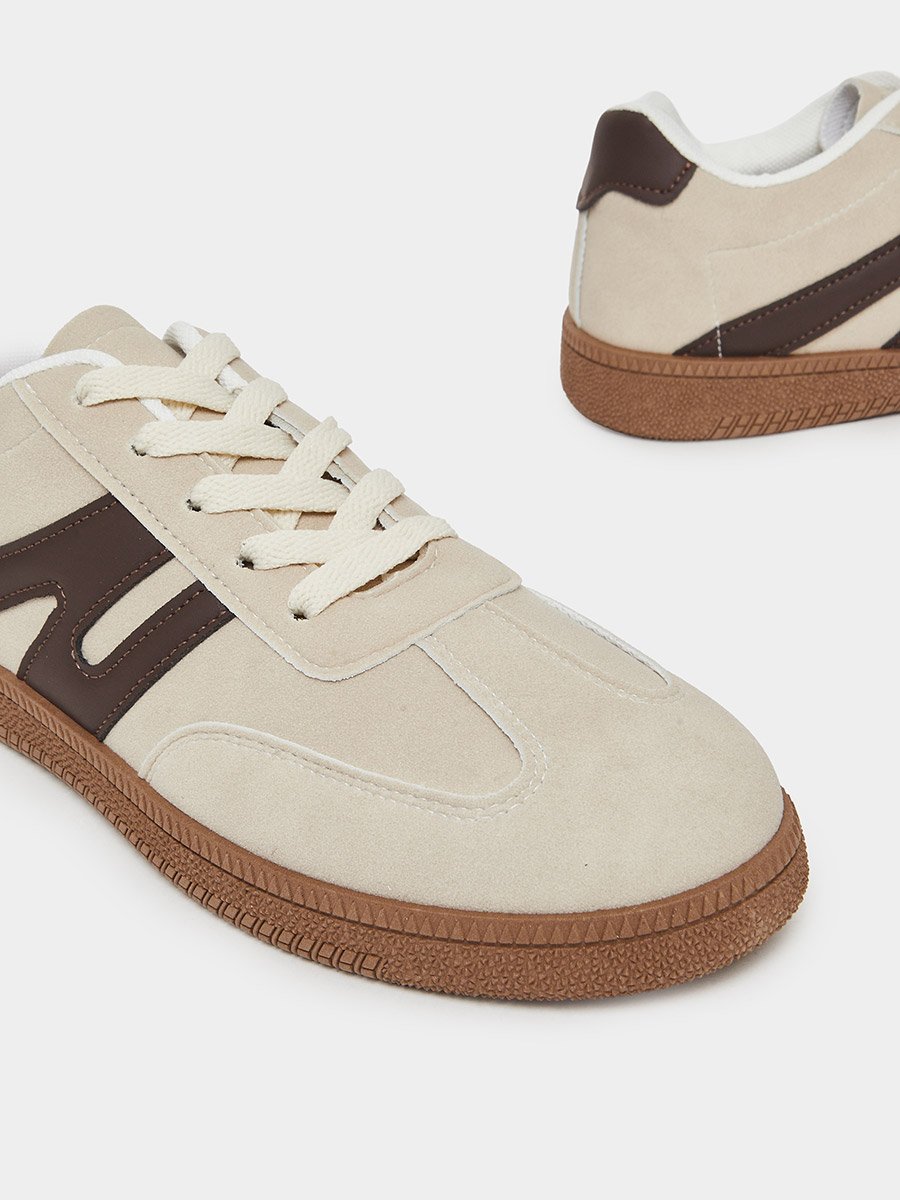 Panelled Suede Lace Up Sneakers