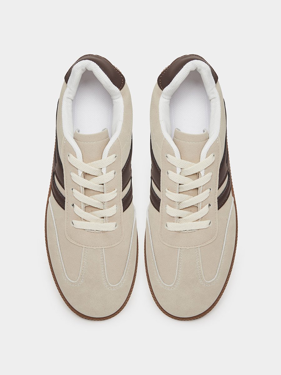 Panelled Suede Lace Up Sneakers