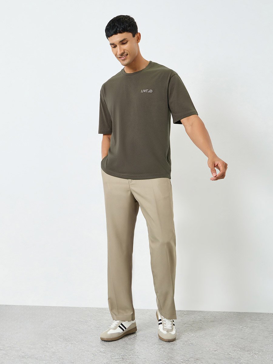 Men Brown Graphic Print Oversized T-Shirt
