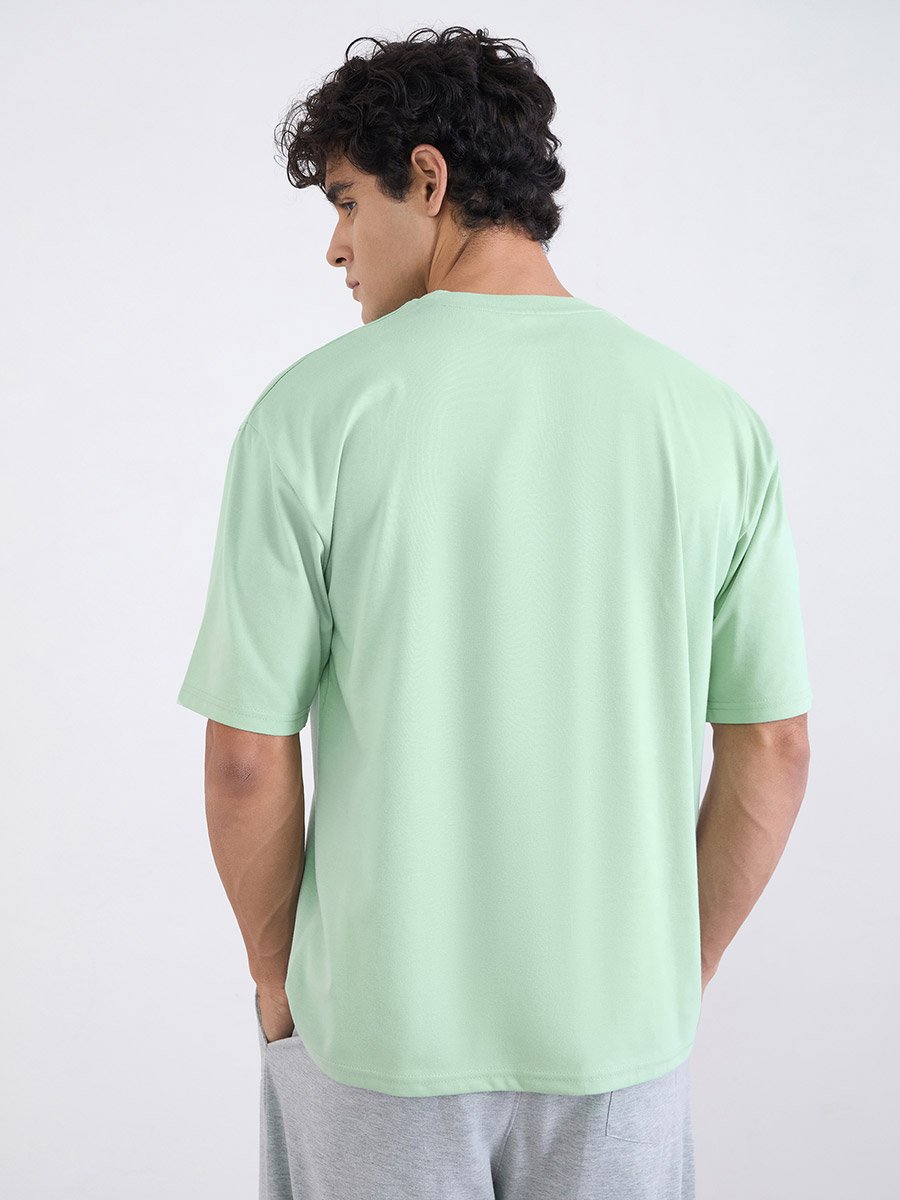 Men Green Graphic Print Crew Neck T-Shirt