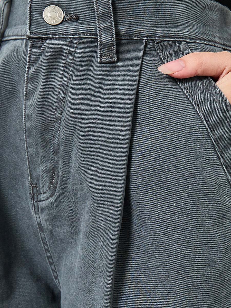 جينز نسائي ساق واسعة وخصر مرتفع