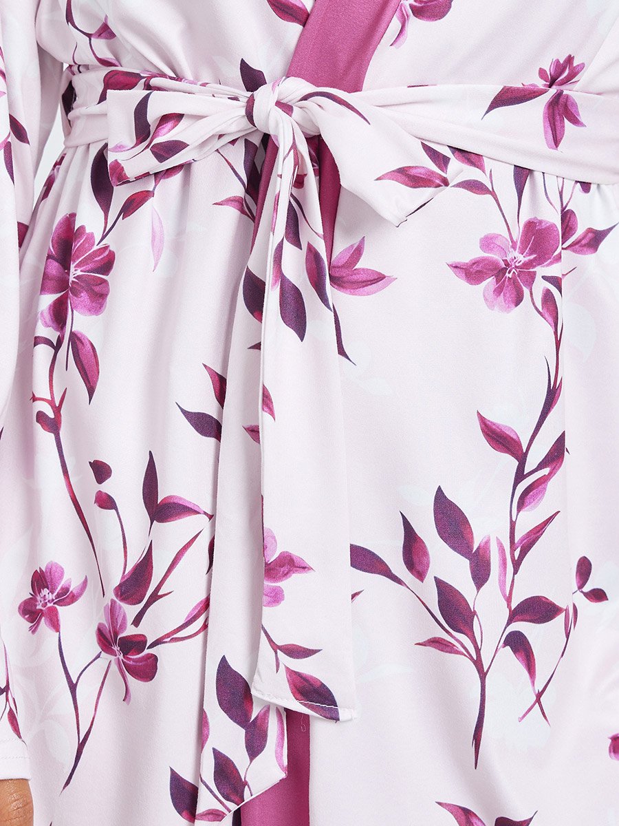 Pack of 3 - Solid Cami, Floral Robe and Pyjama Set