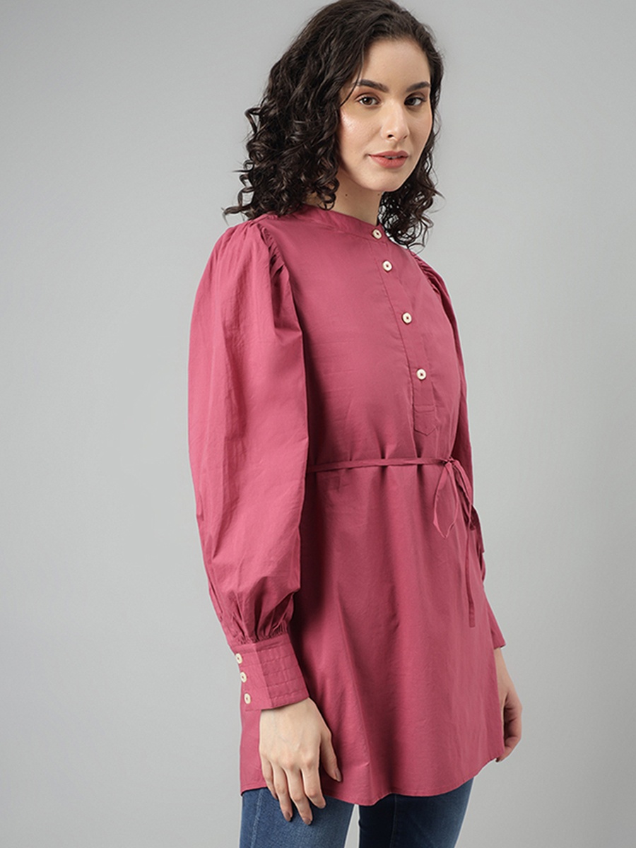 Women Pink Long Sleeve Tunic Top