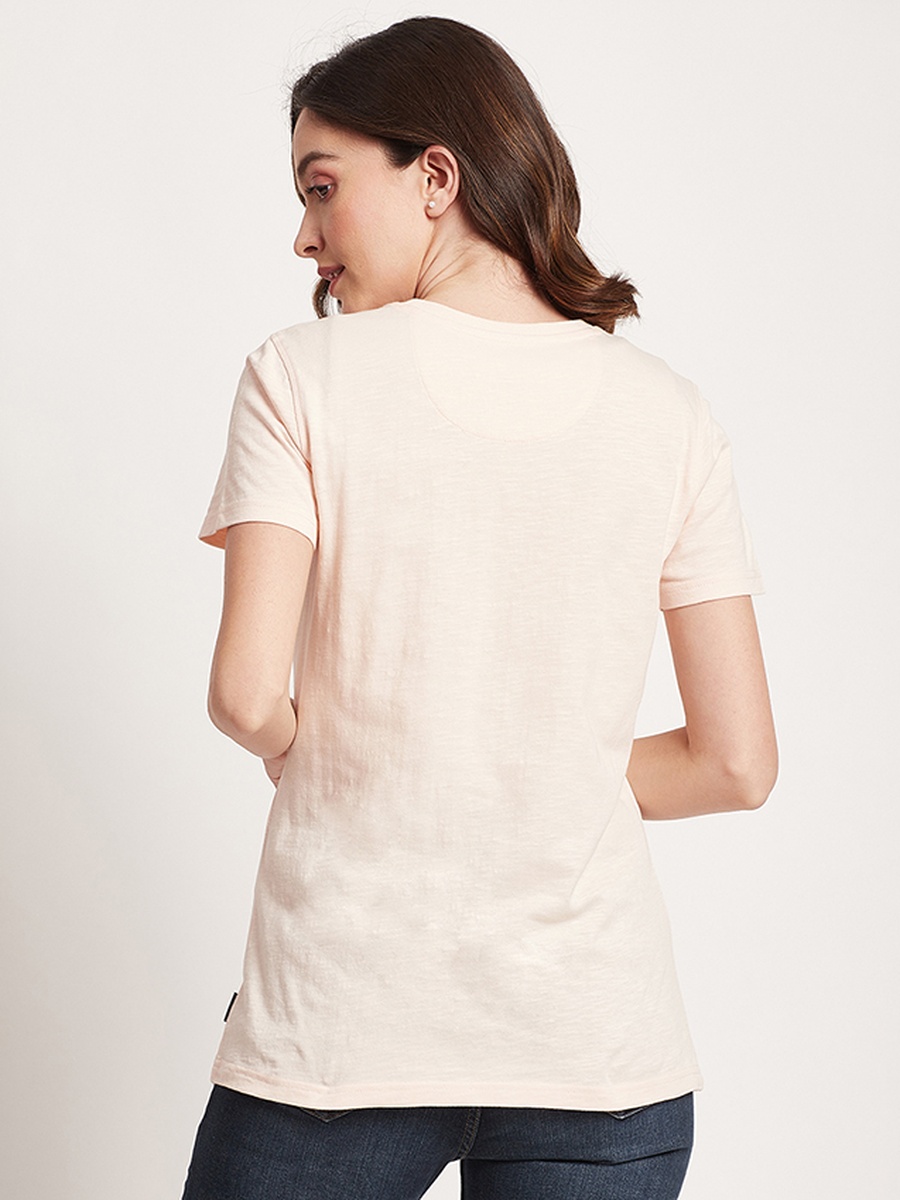 Women Pink Printed Crew Neck T-Shirt