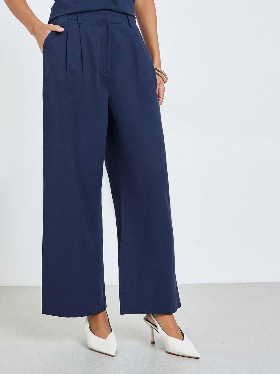 Navy Blue Sleeveless Waistcoat and Pants Co-Ords