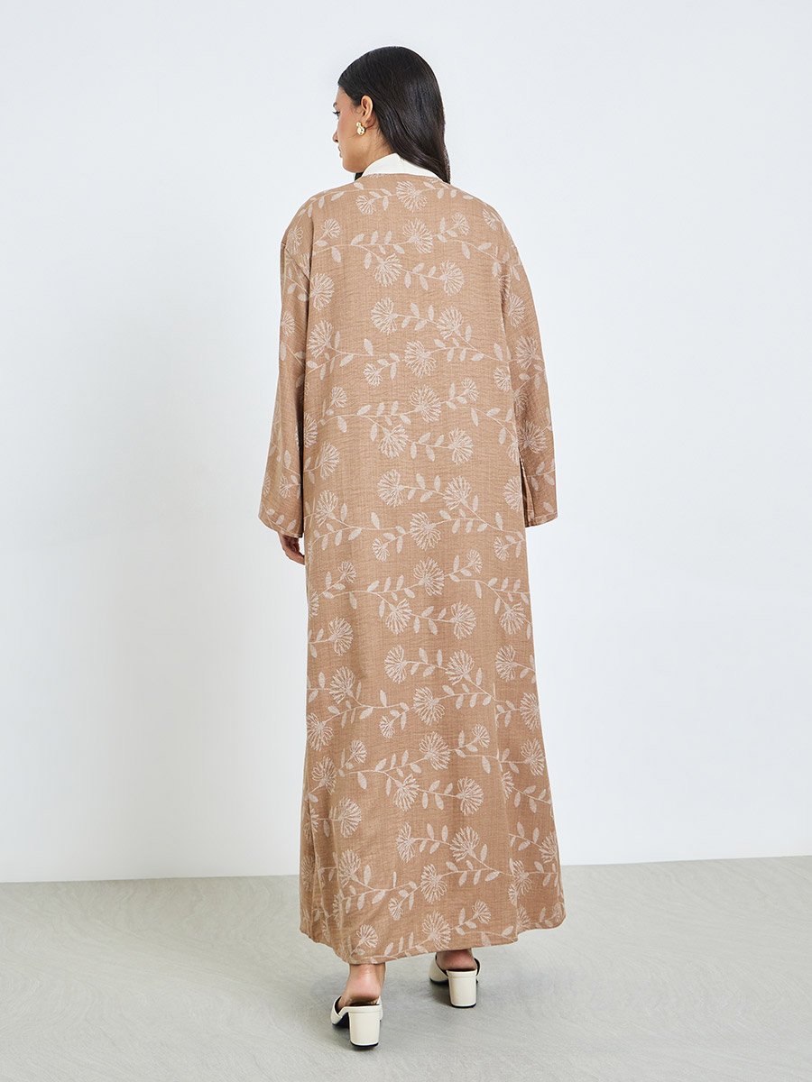 Beige Floral Kimono and Pants Co-ords