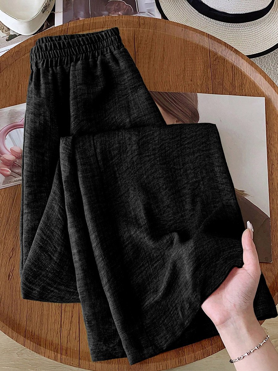 بنطال بارز الملمس بأرجل واسعة