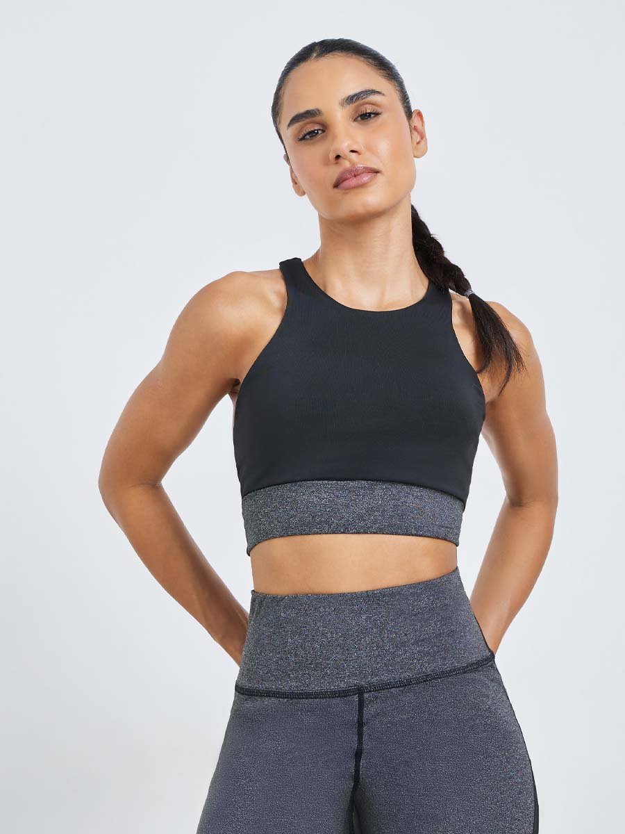 Color Block Open Back Sports Bra and Leggings Set