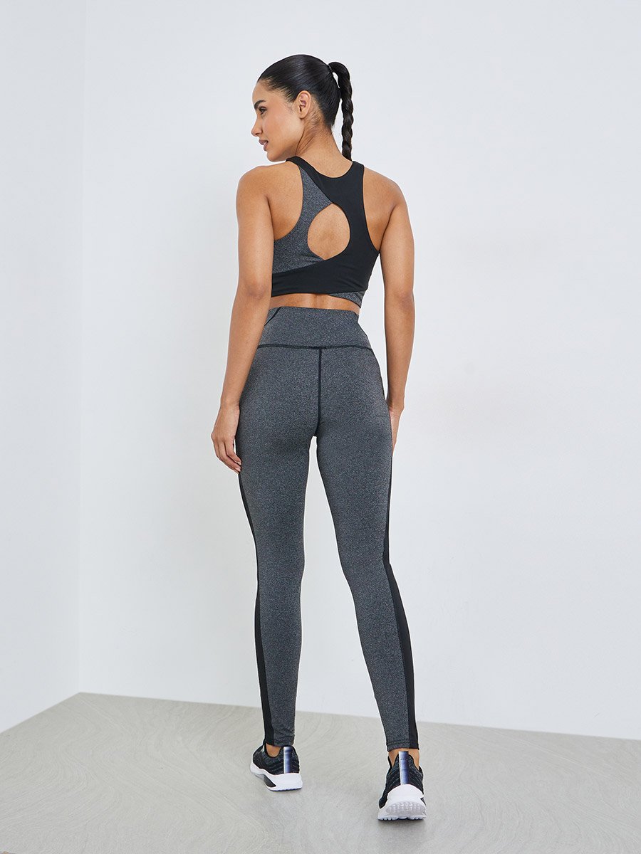 Color Block Open Back Sports Bra and Leggings Set