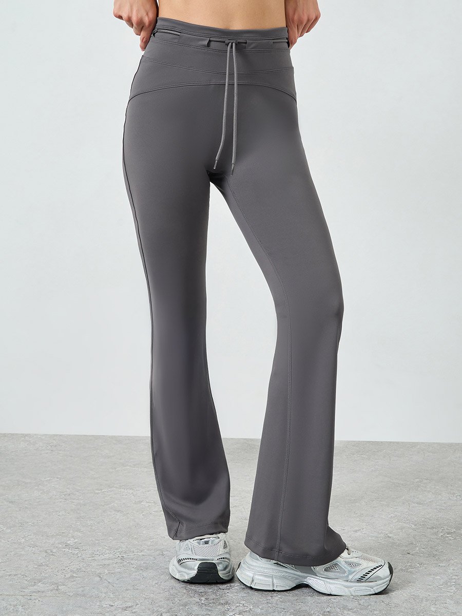 Charcoal Toggle Waist Detail Flared Pants