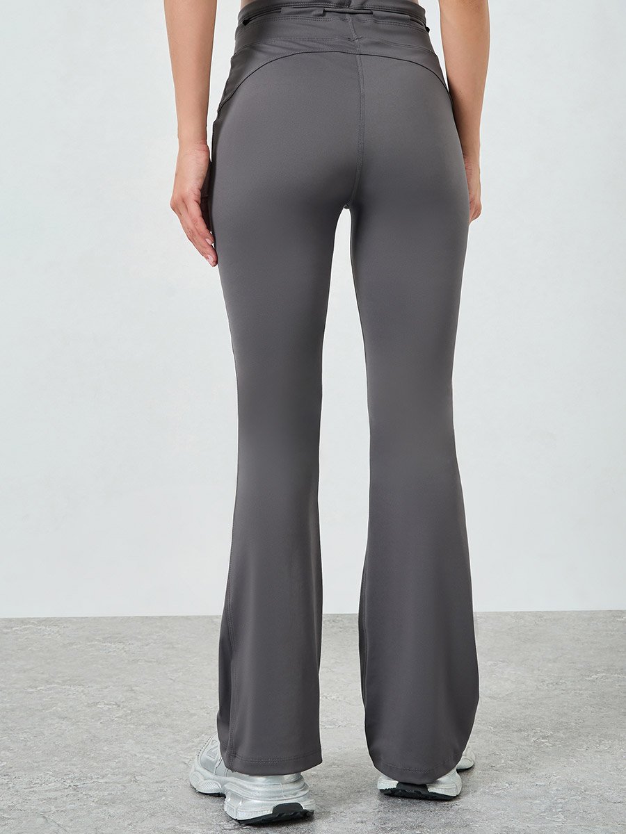 Charcoal Toggle Waist Detail Flared Pants
