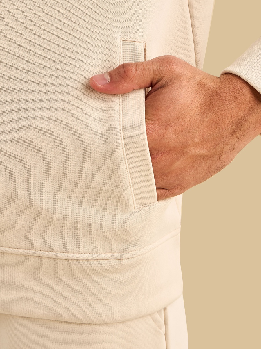 Half Zip Interlock Sweatshirt with Kangaroo Pockets